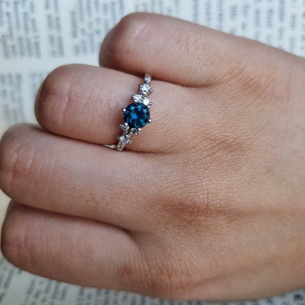 Australian Sapphire and Diamond Sprinkle Ring