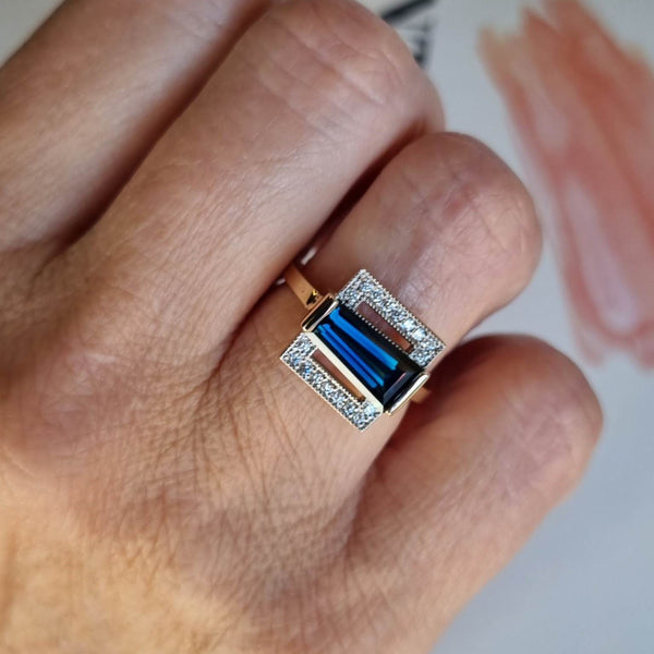 Australian Sapphire and Diamond Ring