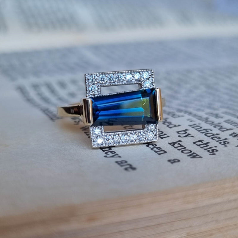 Australian Sapphire and Diamond Ring