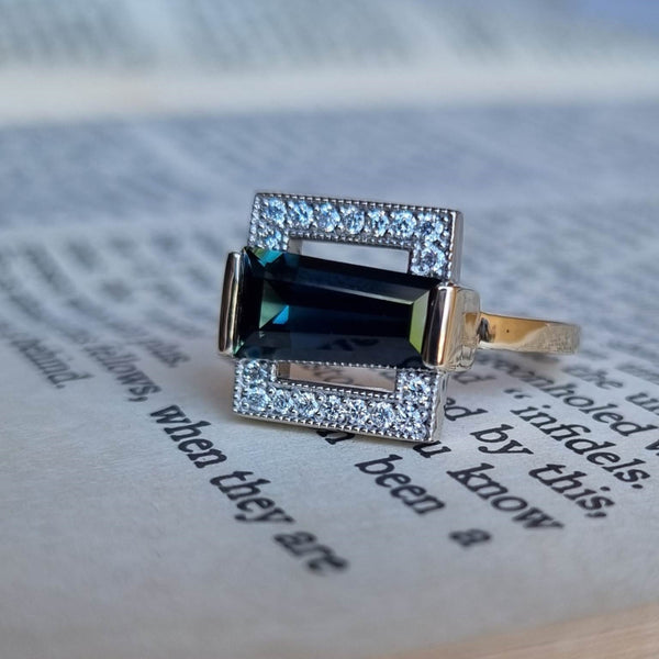 Australian Sapphire and Diamond Ring