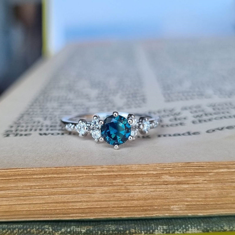 Australian Sapphire and Diamond Sprinkle Ring