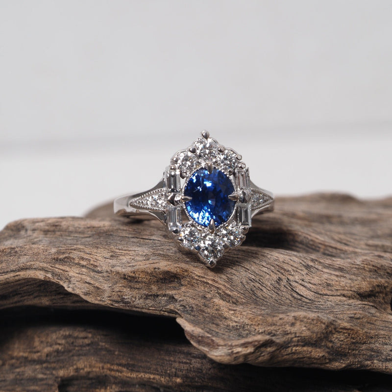 Sapphire and Diamond Art Deco Dress Ring