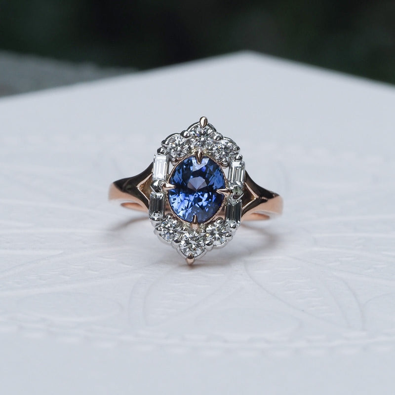 Sapphire and Diamond Art Deco Dress Ring