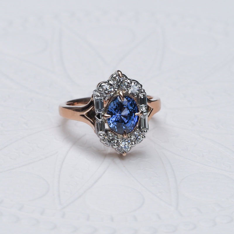 Sapphire and Diamond Art Deco Dress Ring