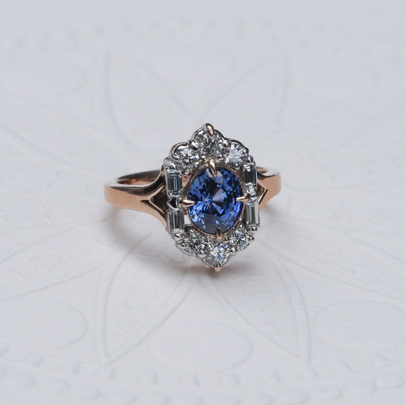 Sapphire and Diamond Art Deco Dress Ring