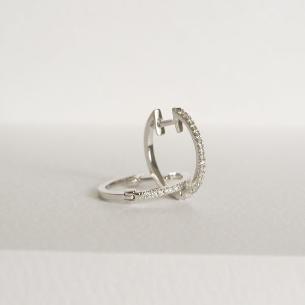 Diamond Round Huggie Earrings