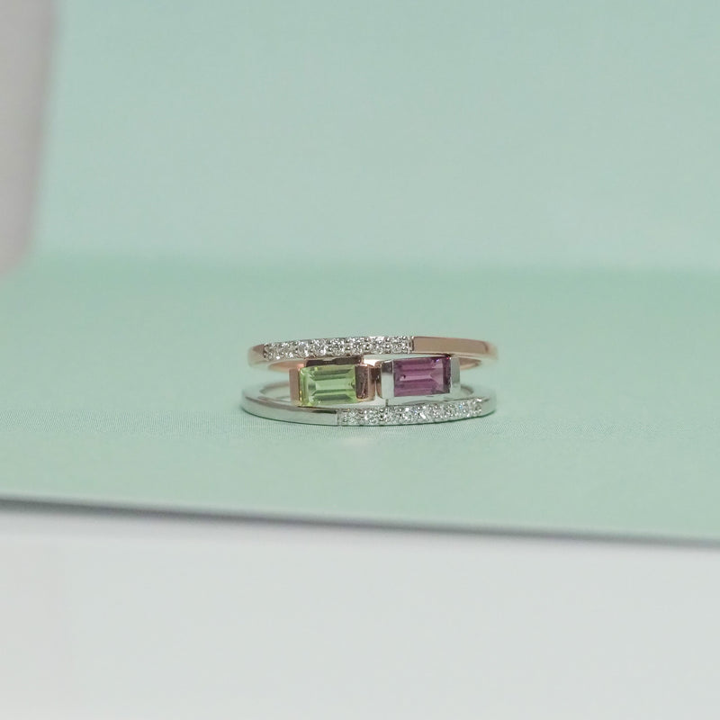 East West Stacker Ring with Diamonds