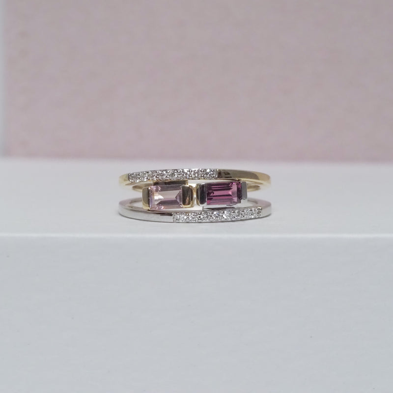 East West Stacker Ring with Diamonds