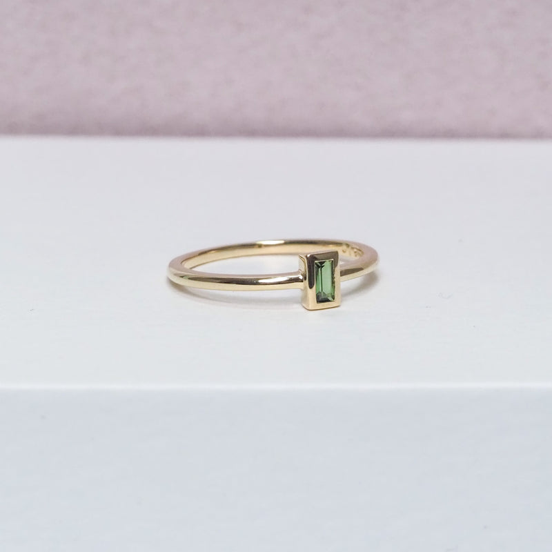 Green Tourmaline Baguette Stacker Ring