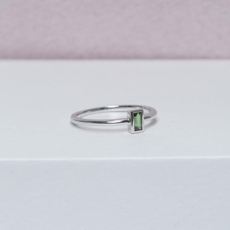 Green Tourmaline Baguette Stacker Ring