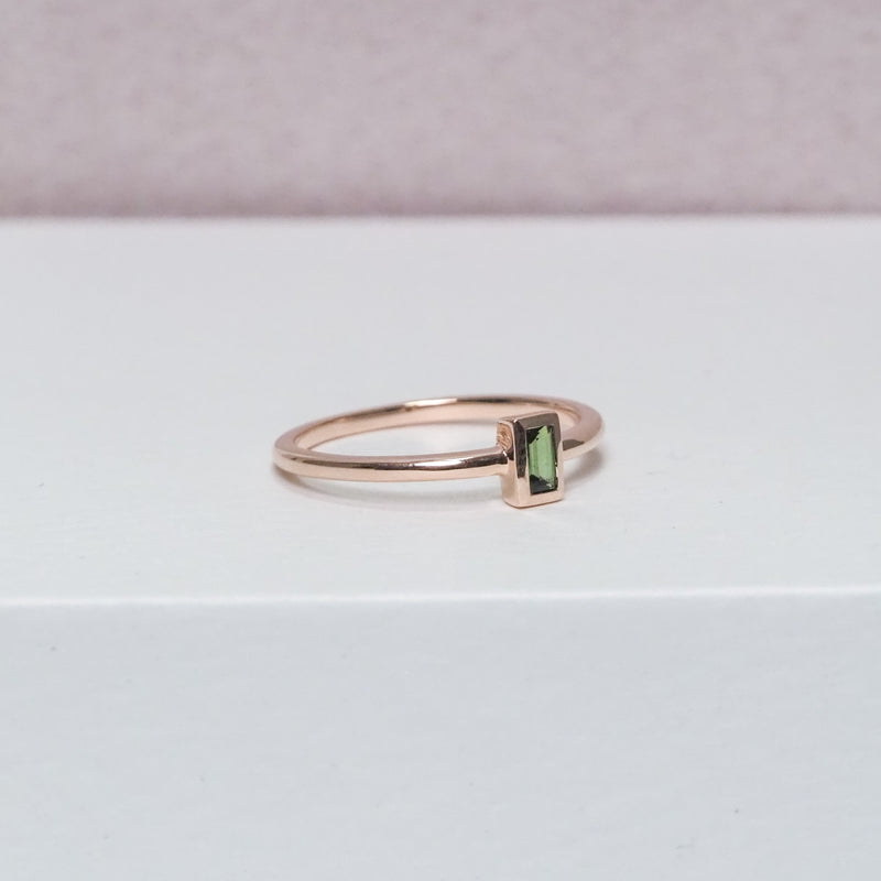 Green Tourmaline Baguette Stacker Ring