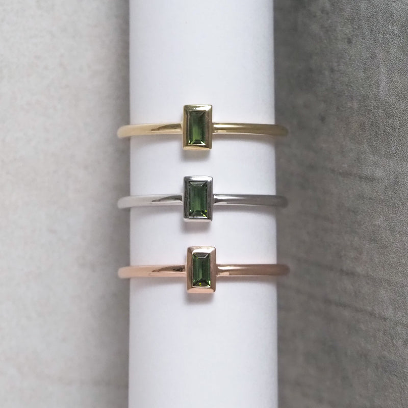 Green Tourmaline Baguette Stacker Ring