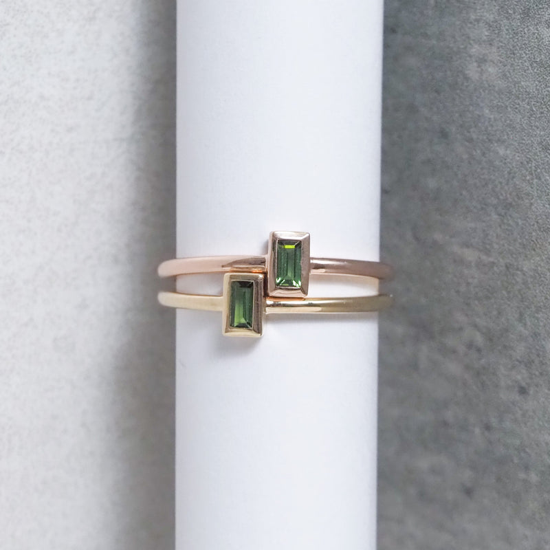 Green Tourmaline Baguette Stacker Ring