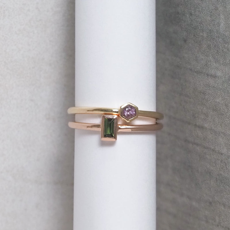 Green Tourmaline Baguette Stacker Ring