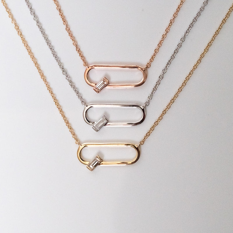 Diamond Paper Clip Necklet