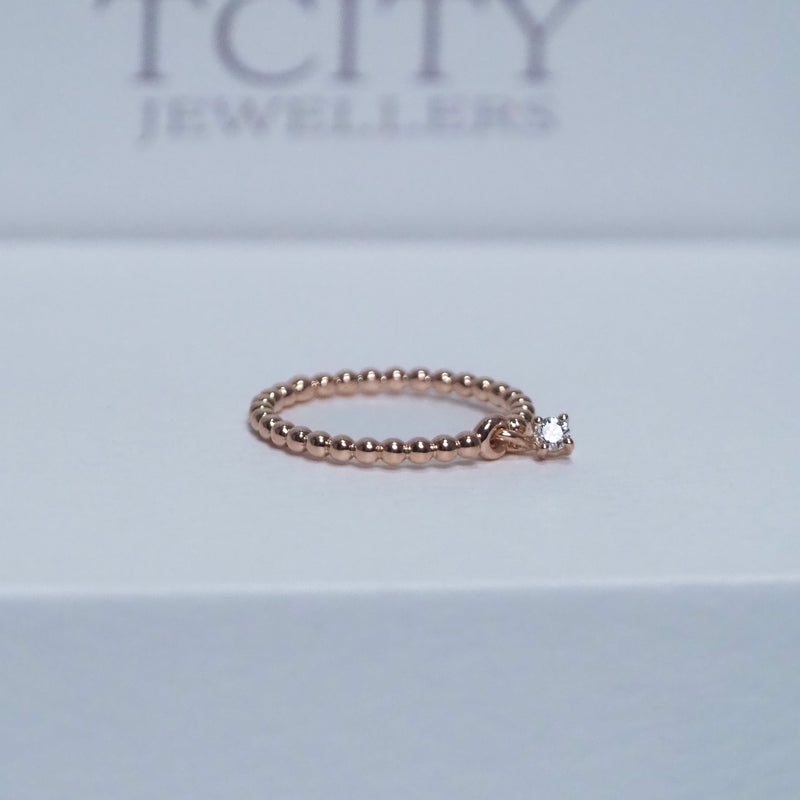 Ball Stacker Ring with Diamond Charm