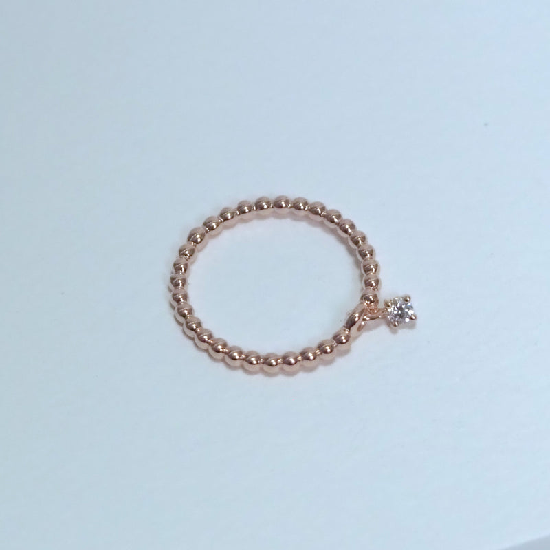 Ball Stacker Ring with Diamond Charm
