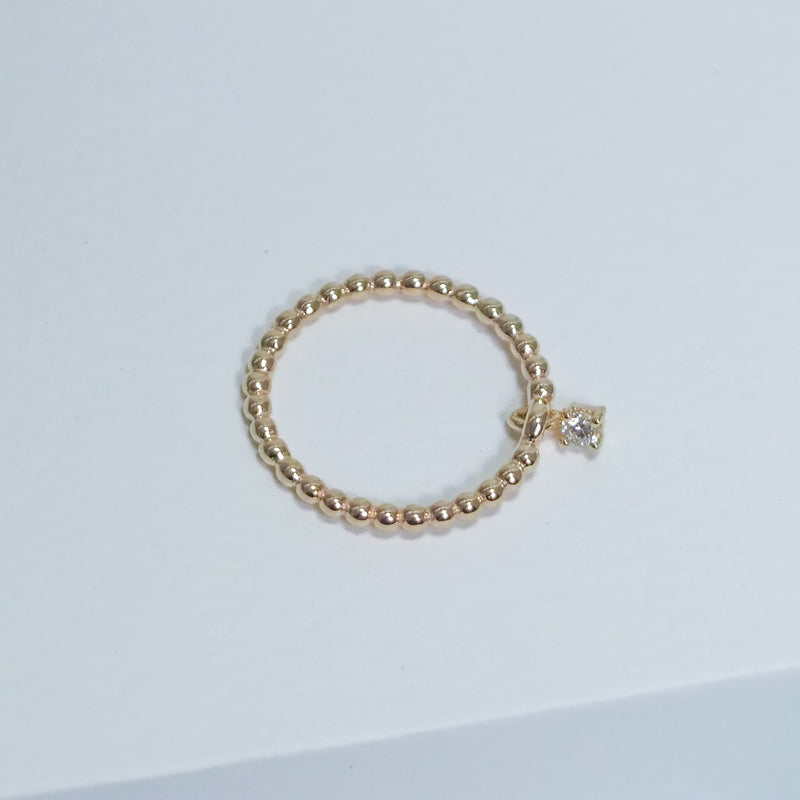 Ball Stacker Ring with Diamond Charm