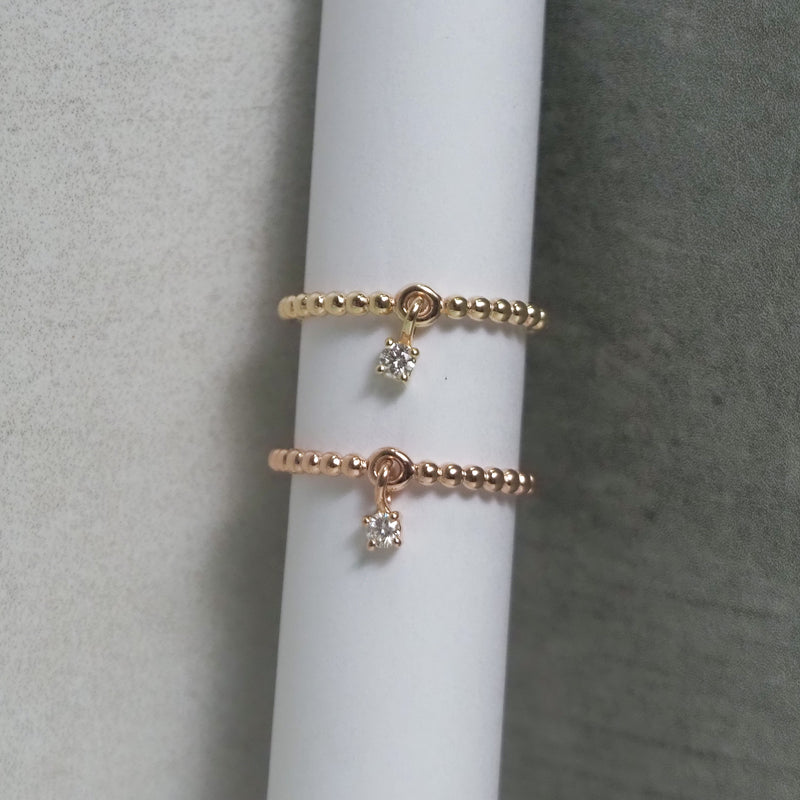 Ball Stacker Ring with Diamond Charm