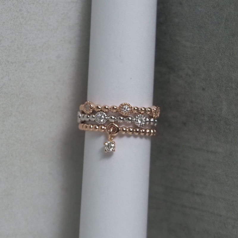 Ball Stacker Ring with Diamond Charm