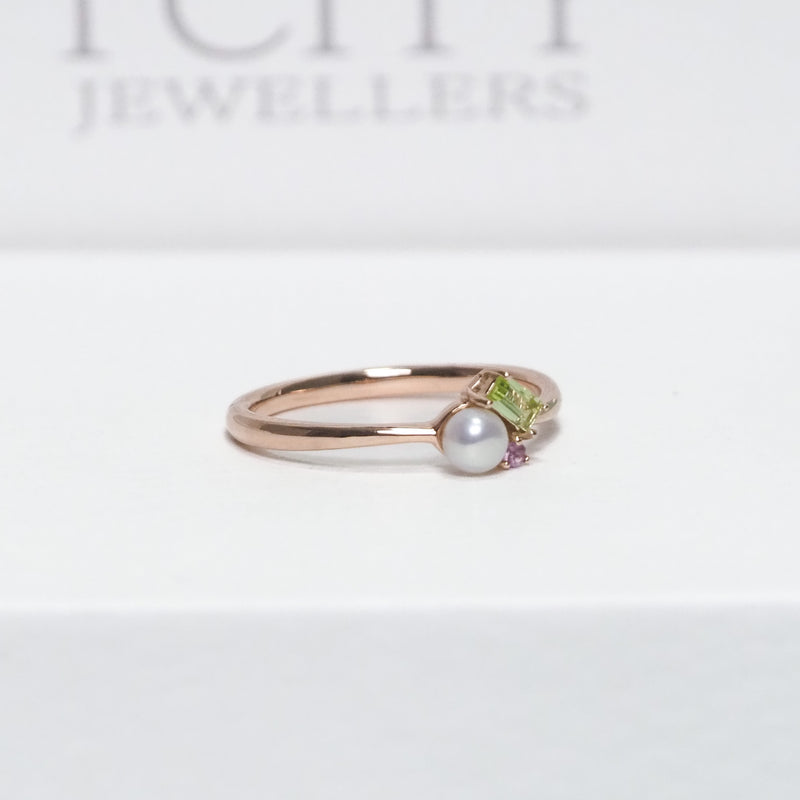 Pearl Peridot and Amethyst Ring