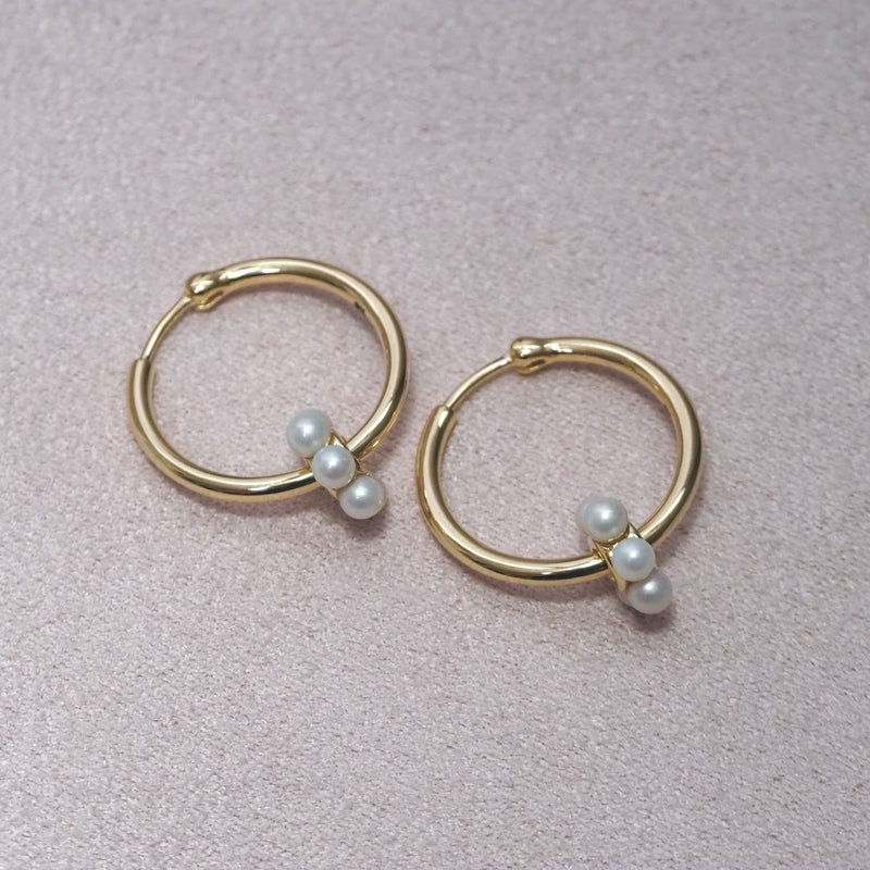 Pearl Spinner Hoop Earrings