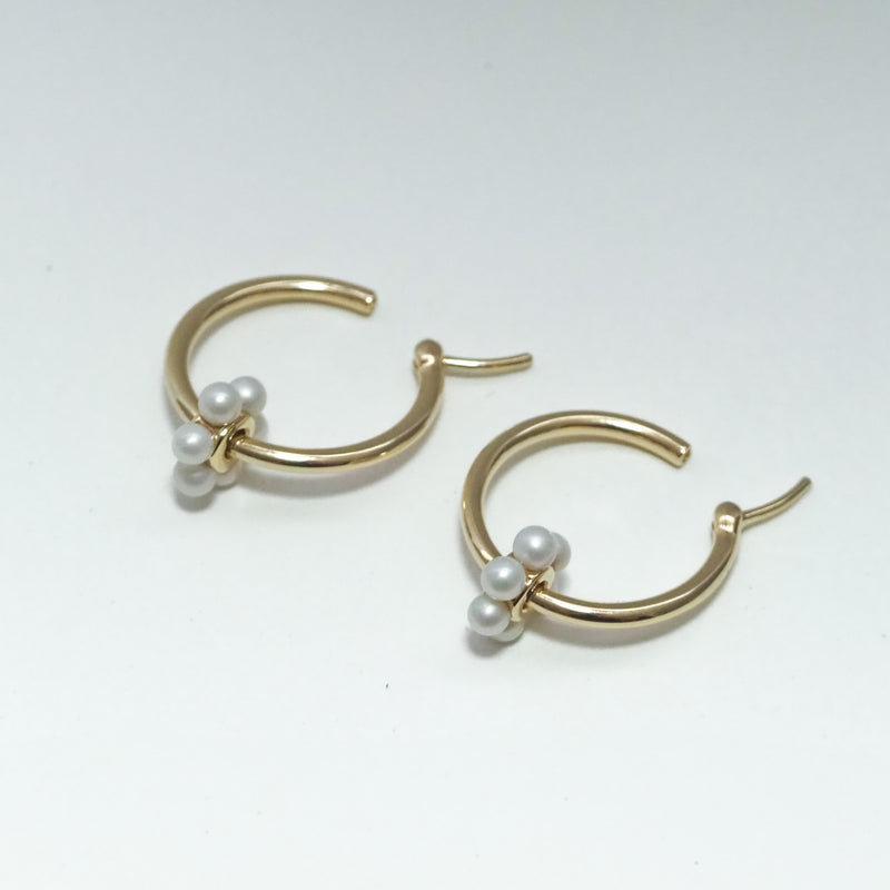 Pearl Spinner Hoop Earrings