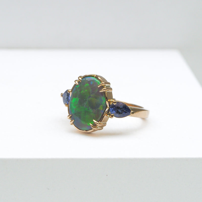 Elixir Opal and Tanzanite Ring