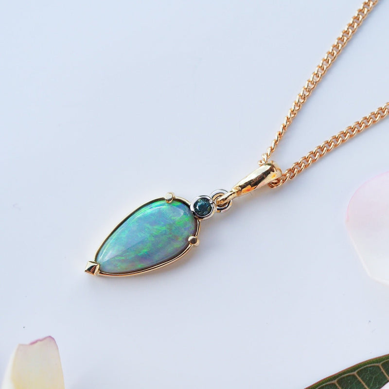 Australian Opal & Sapphire Pendant