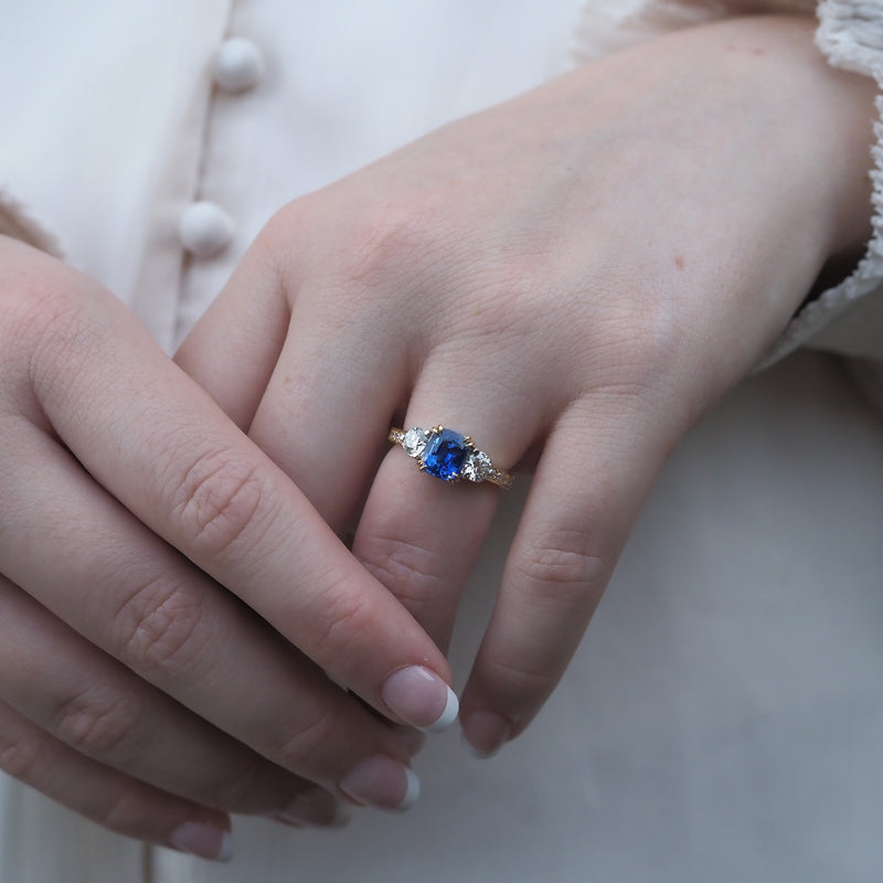 Ceylon Sapphire Trilogy Ring