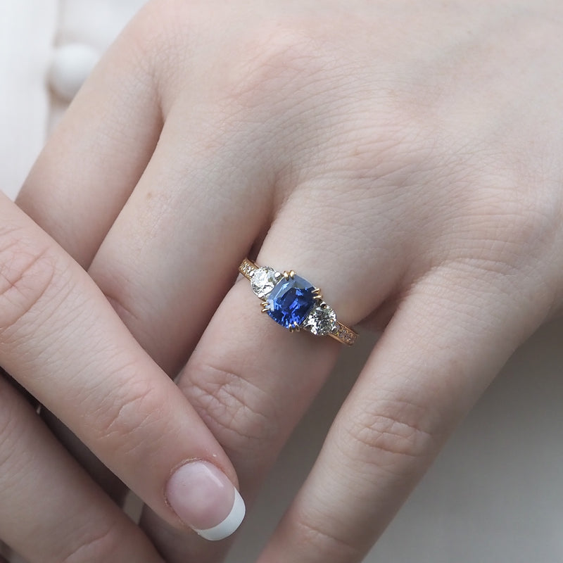 Ceylon Sapphire Trilogy Ring