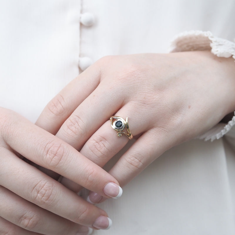 Australian Sapphire and Diamond Three Swirl Ring