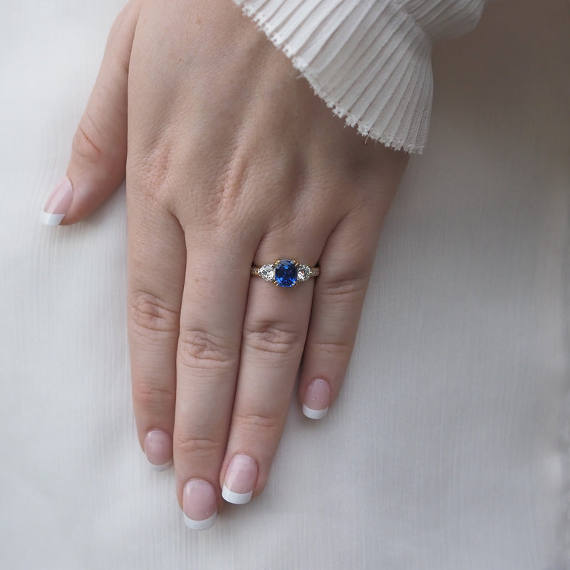 Ceylon Sapphire Trilogy Ring