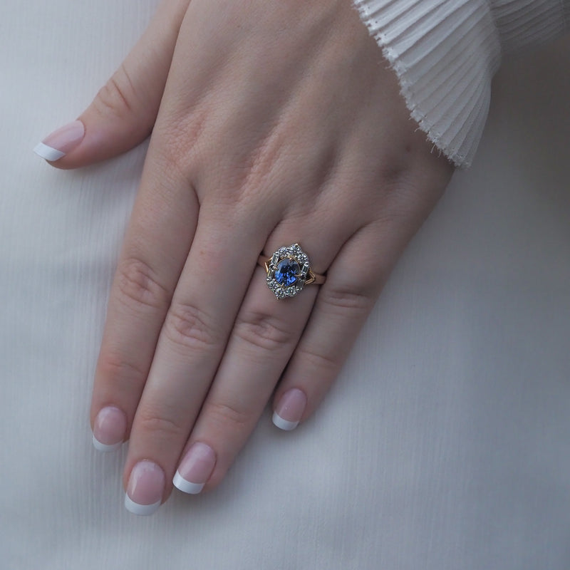 Sapphire and Diamond Art Deco Dress Ring