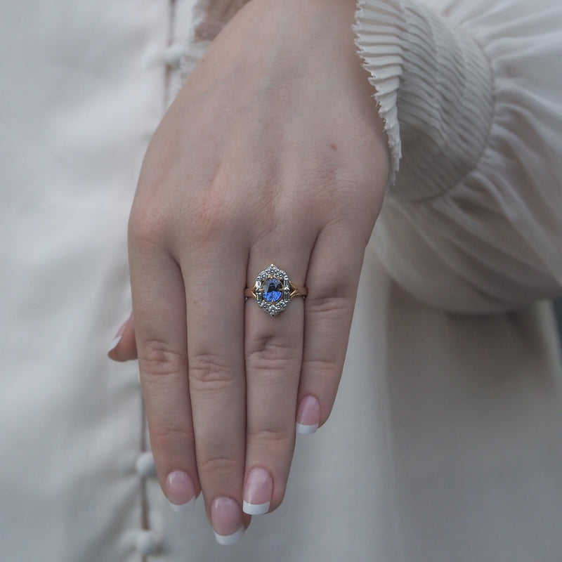 Sapphire and Diamond Art Deco Dress Ring