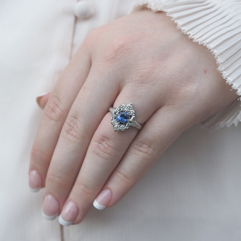 Sapphire and Diamond Art Deco Dress Ring