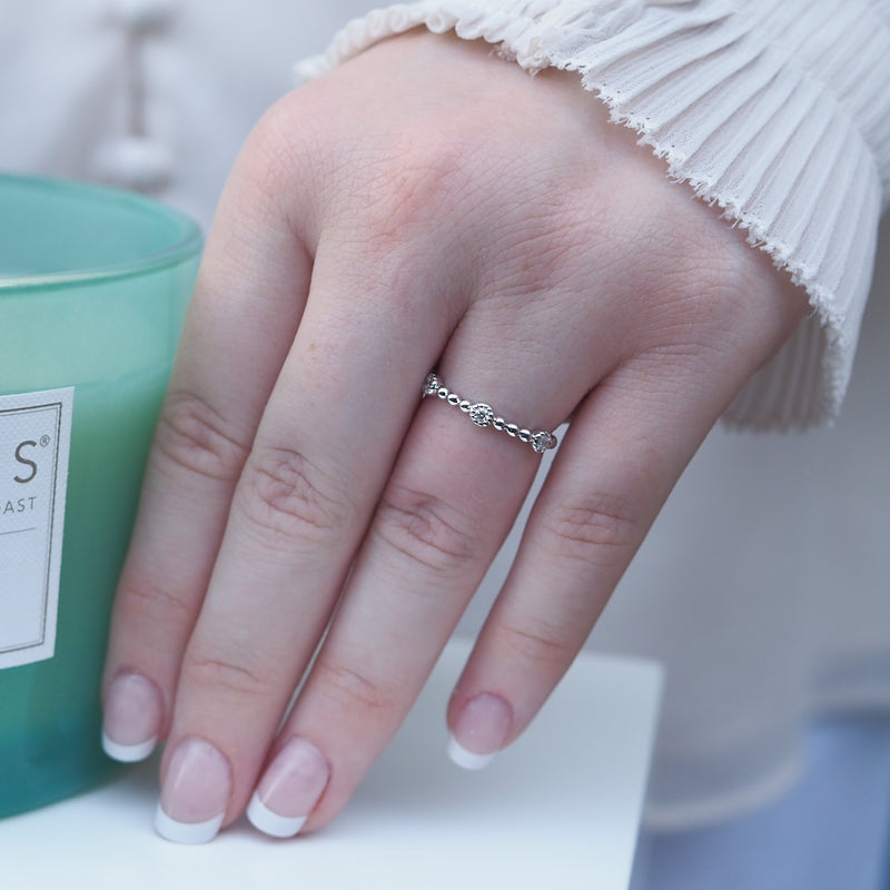 Diamond Ball Stacker Ring