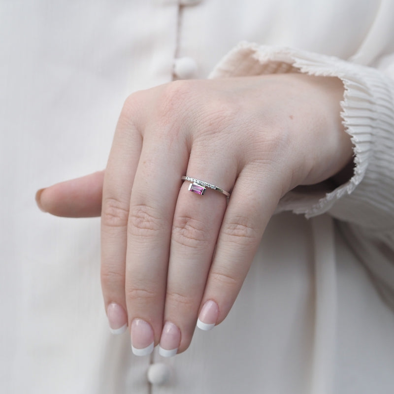 Tourmaline East West Stacker Ring with Diamonds
