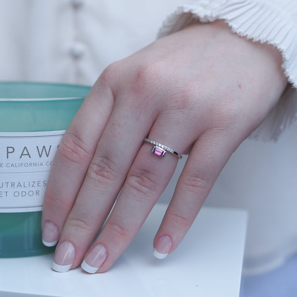 Tourmaline East West Stacker Ring with Diamonds