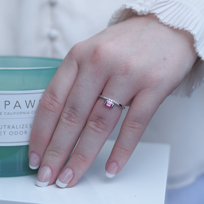 Tourmaline East West Stacker Ring with Diamonds