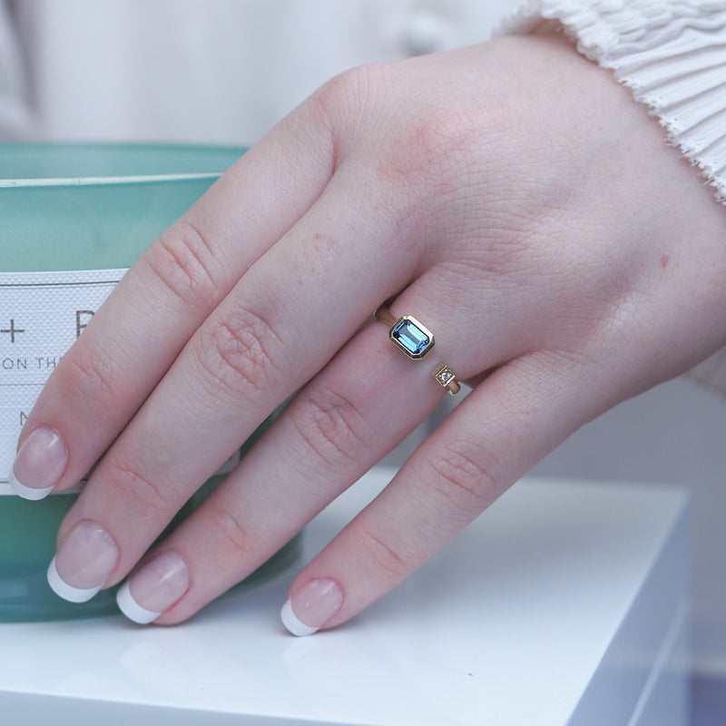 Topaz and Diamond Toi Et Moi Ring