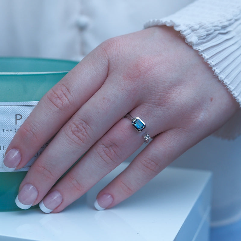 Topaz and Diamond Toi Et Moi Ring