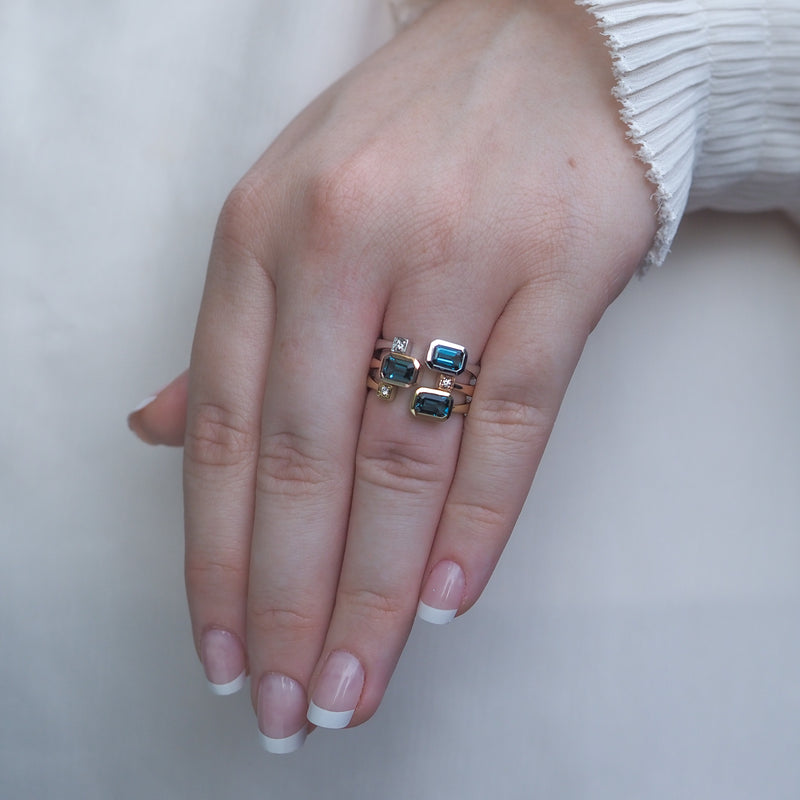 Topaz and Diamond Toi Et Moi Ring