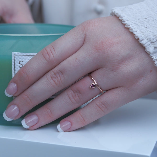 Patterned Stacker Ring with Charm