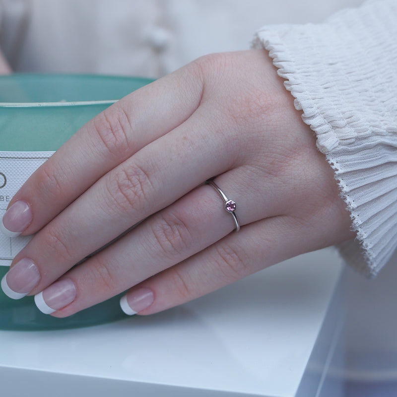 Pink Tourmaline Stacker Ring