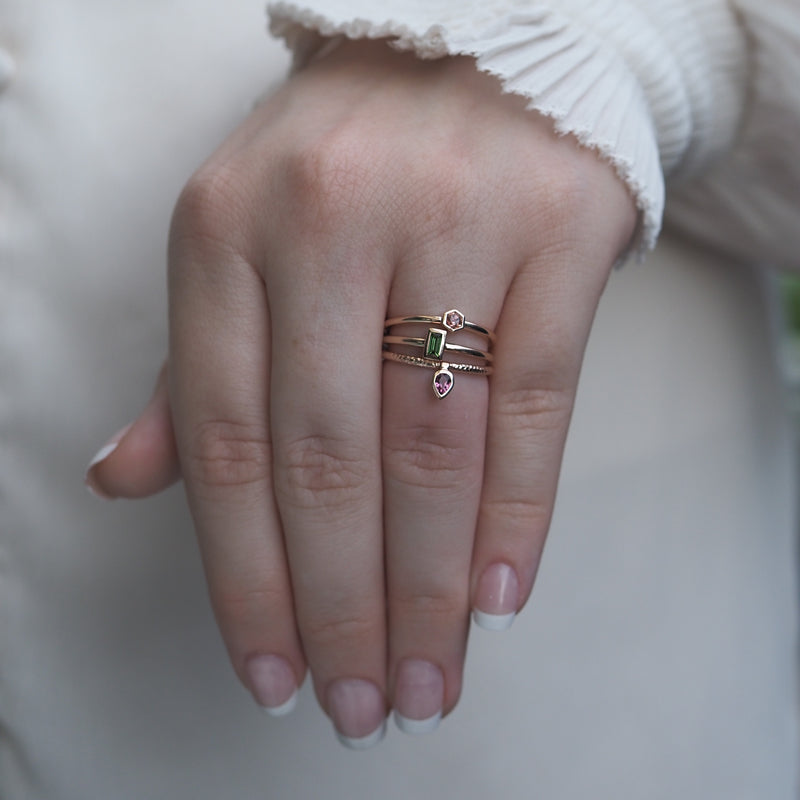 Pink Tourmaline Stacker Ring