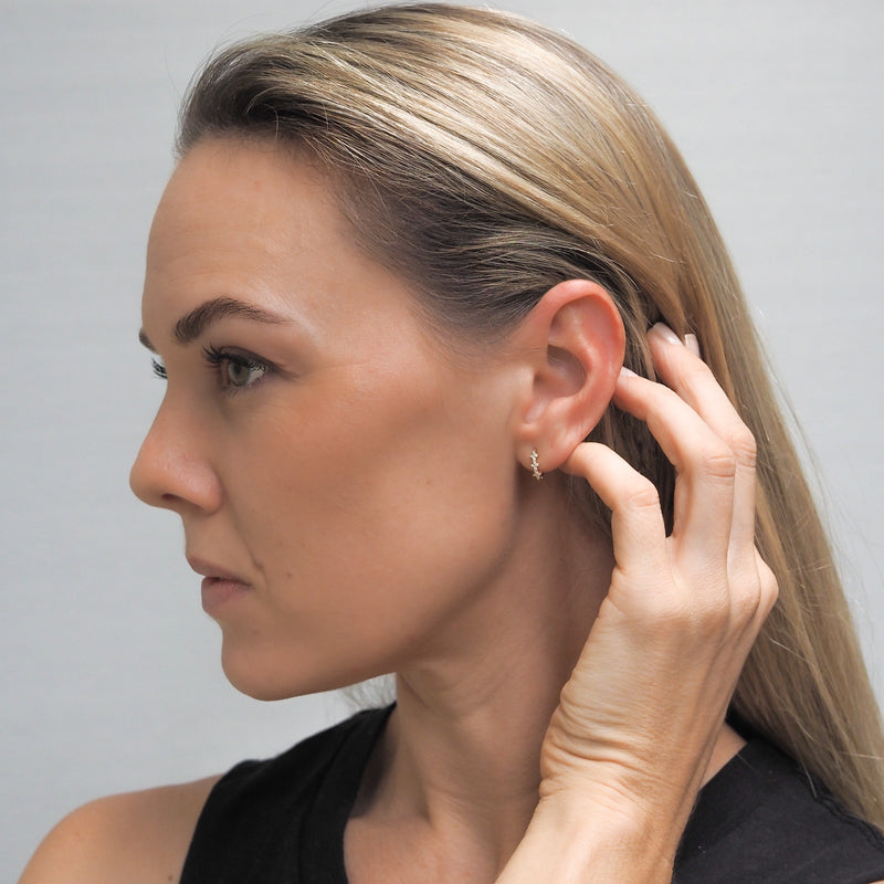 Diamond Starburst Huggie Earrings