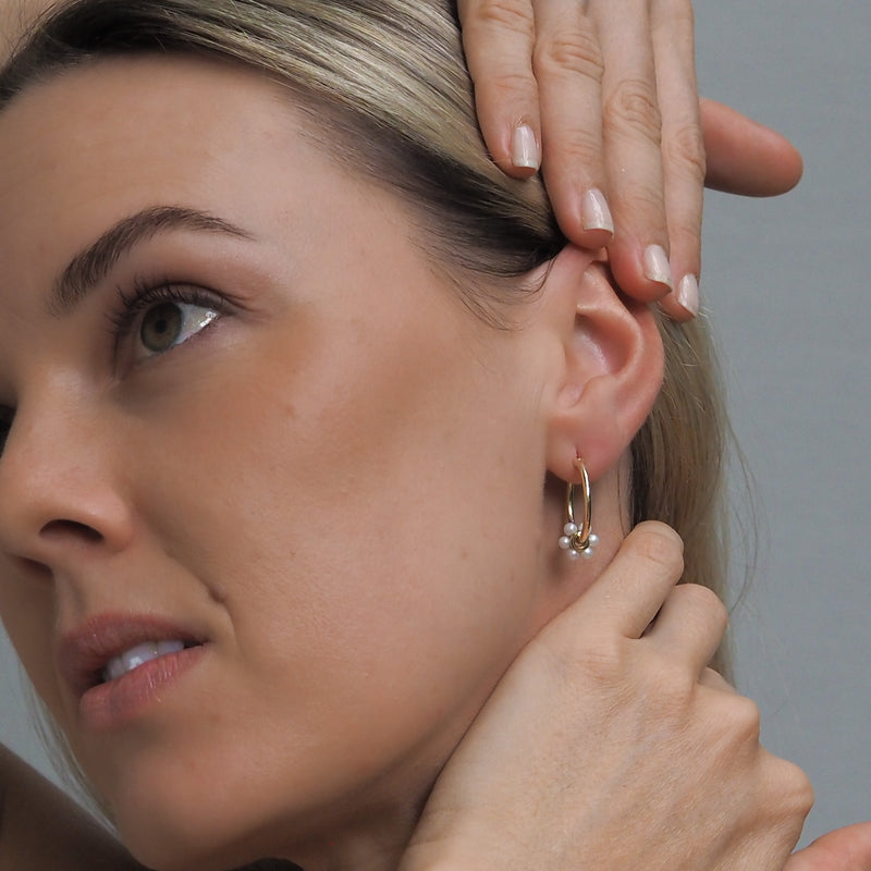 Pearl Spinner Hoop Earrings