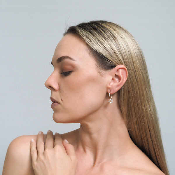 Pearl Spinner Hoop Earrings