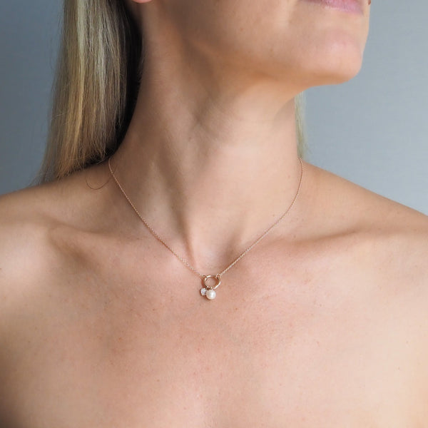 Charm Pendant with Pearl and Heart